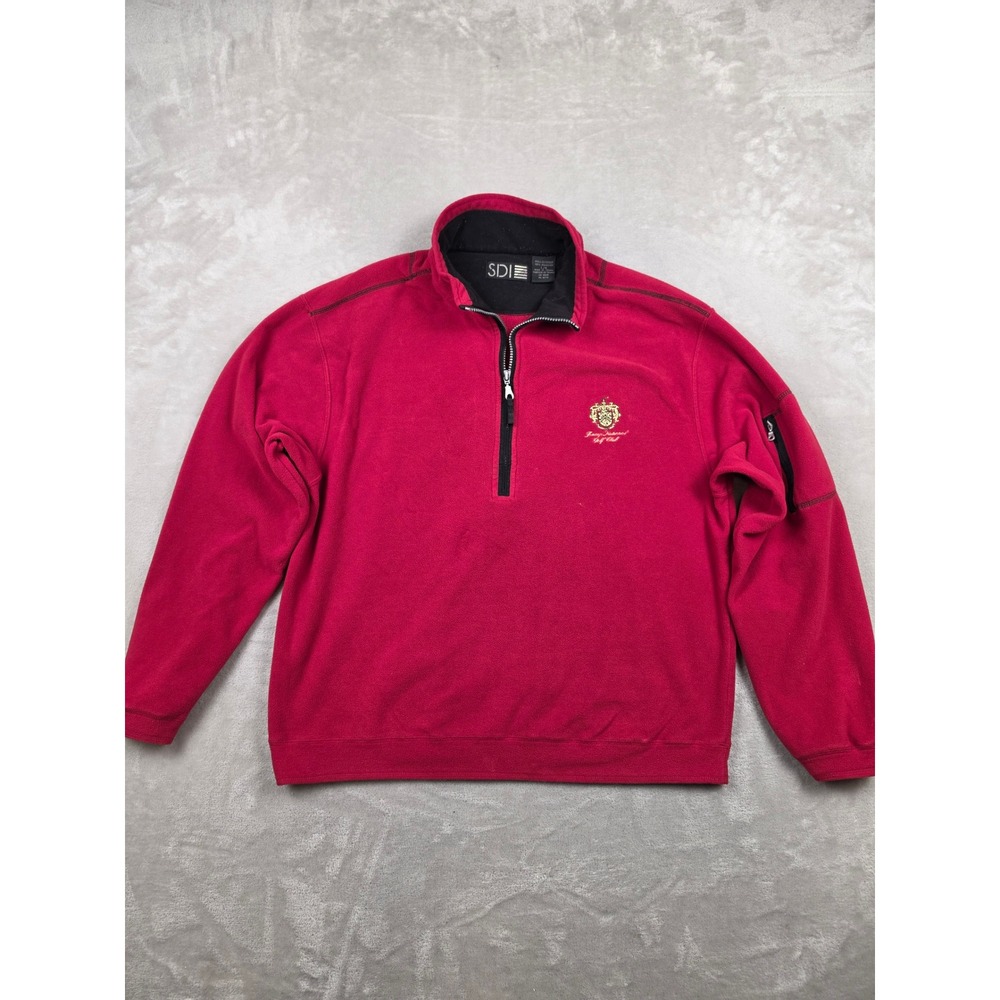 Vintage SDI Fleece Sweater Mens L Red Trump National Golf Club 1/4 Zip 90s Y2K